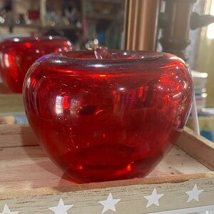 Red Glass Apple Paperweight 4 x 3 inch